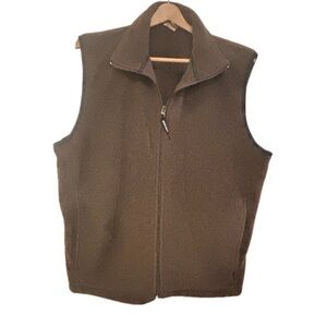 Woolrich Men's Chocolate Vest Utility Pockets Adjustable Waist L Vintage